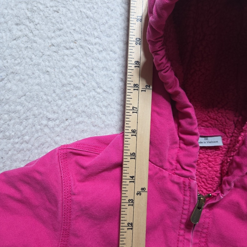 Carhartt Jacket Youth Girls‎ Size XS 6 Hot Pink Lined Zip Up Hooded Sherpa Lined - Picture 6 of 8